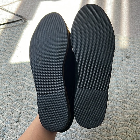Black Suede Gold Studded Steve Madden Flats - Picture 3 of 4